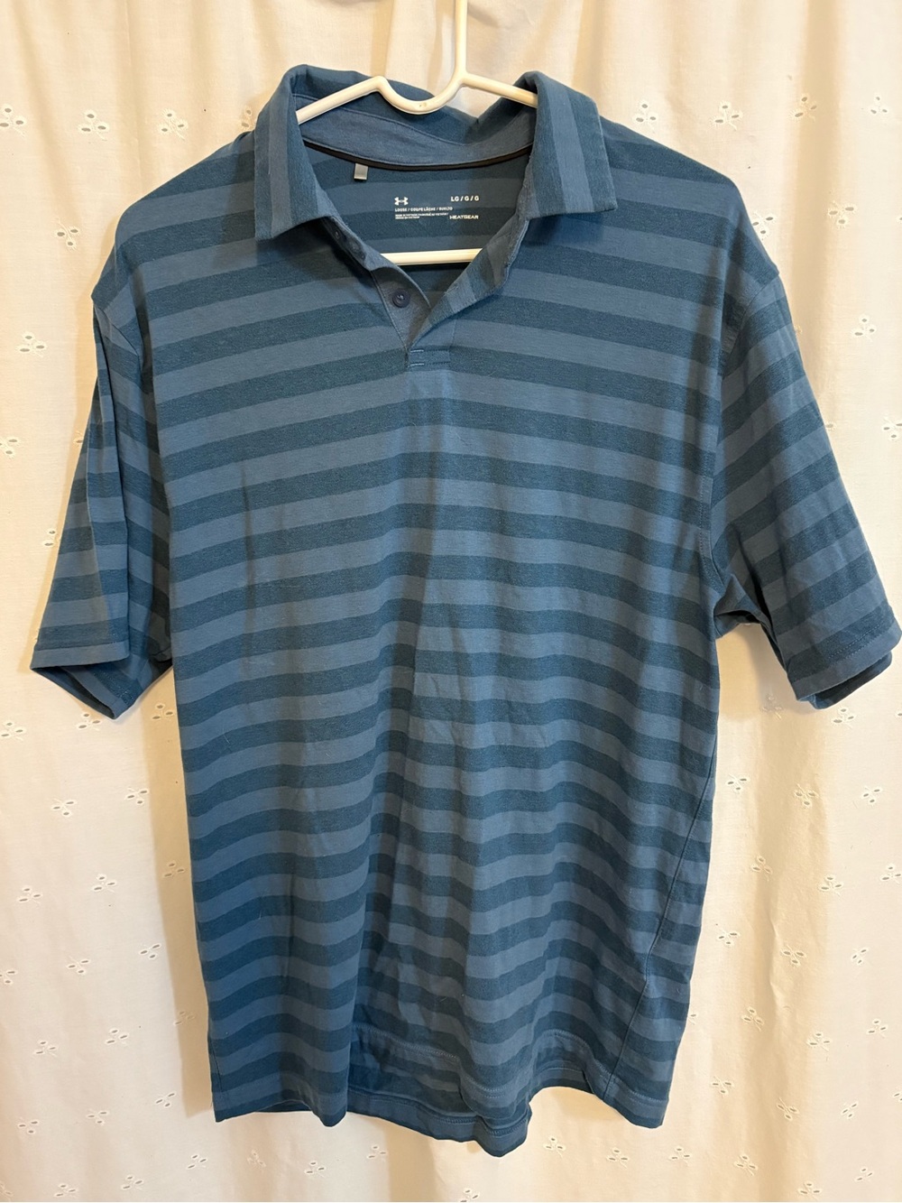 Under Armour LG Men’s Blue Two-Tone Striped Polo